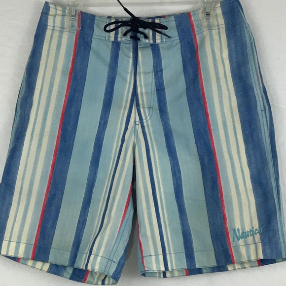 mens vertical striped swim trunks